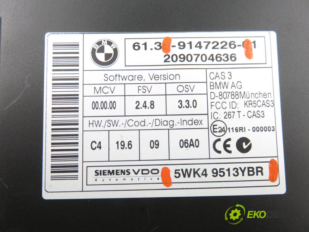 BMW 1 (E87) HB 2009 89,00 116 i - N43 B16 A 1599,00 spinačka / imobilizéra IMMO / Riadiaca jednotka 5WK93727 ; 9147226 ; 6954717