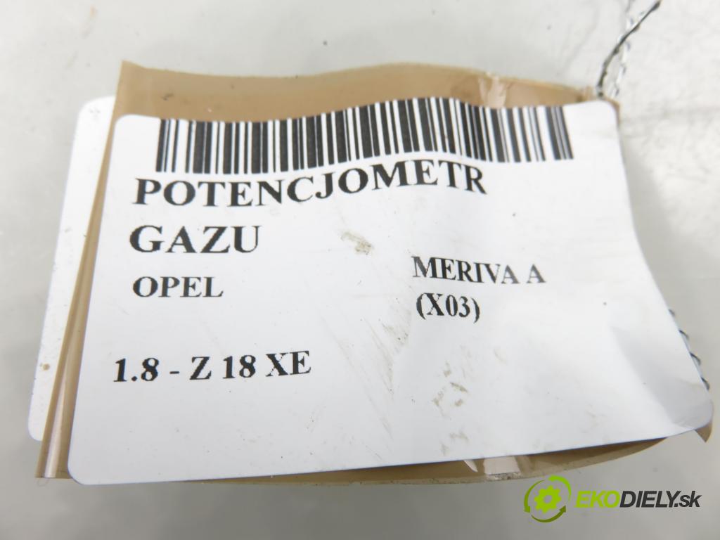 OPEL MERIVA A nadwozie wielkoprzestrzenne (MPV) (X03) MINIVAN 2003 92,00 1.8 - Z 18 XE 1796,00 Potenciometer plynu 93335443DA ; 6PV00811002 (Potenciometer plynového pedálu)
