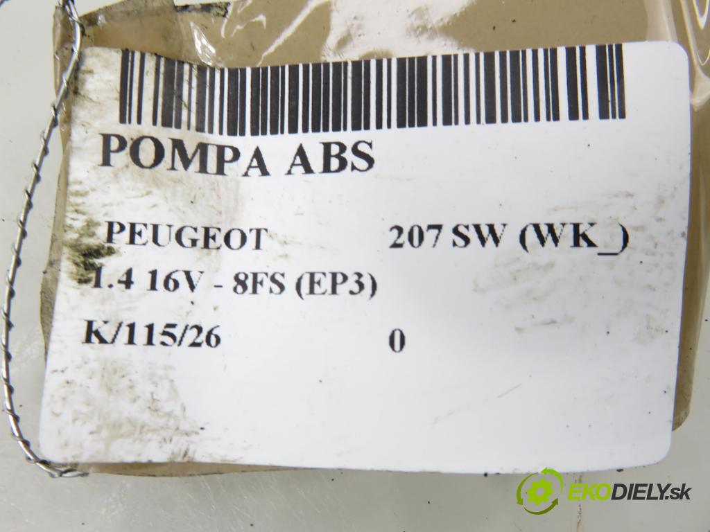 PEUGEOT 207 SW (WK_) KOMBI 2008 70,00 1.4 16V - 8FS (EP3) 1397,00 Pumpa ABS 10096011973 ; 9663945780 ; 10020603704 (Pumpa ABS)
