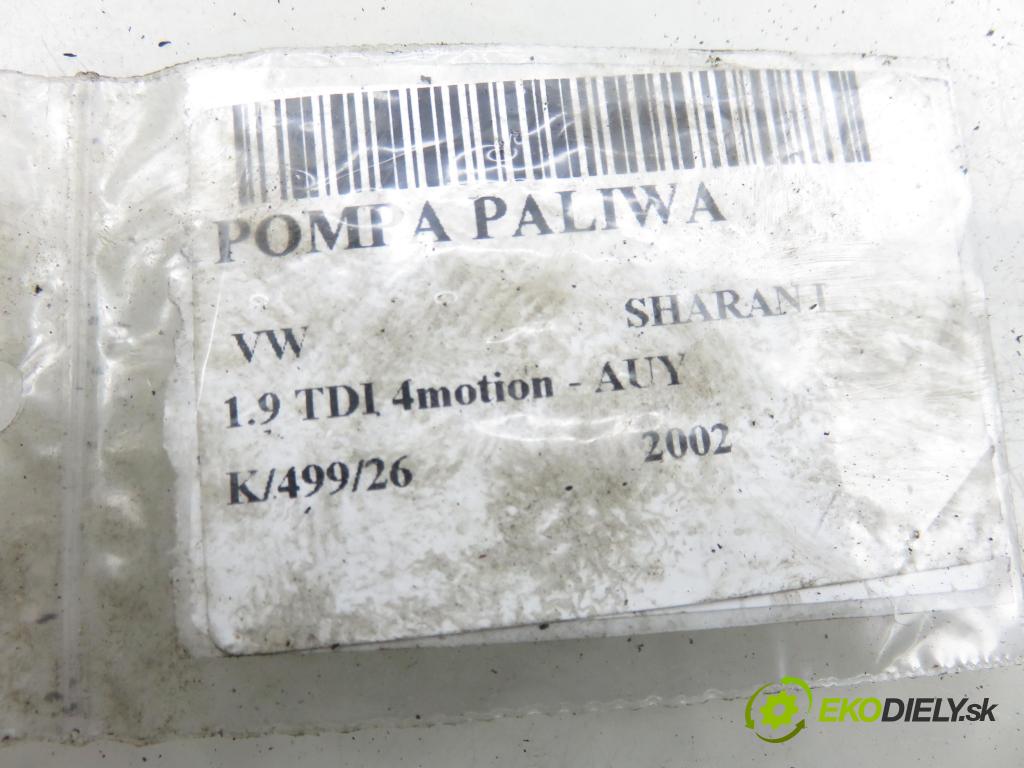 VW SHARAN (7M8, 7M9, 7M6) VAN 2002 85,00 1.9 TDI PD 115 4motion - AUY 1896,00 Pumpa paliva 7M3919050A ; YM219H307AB
