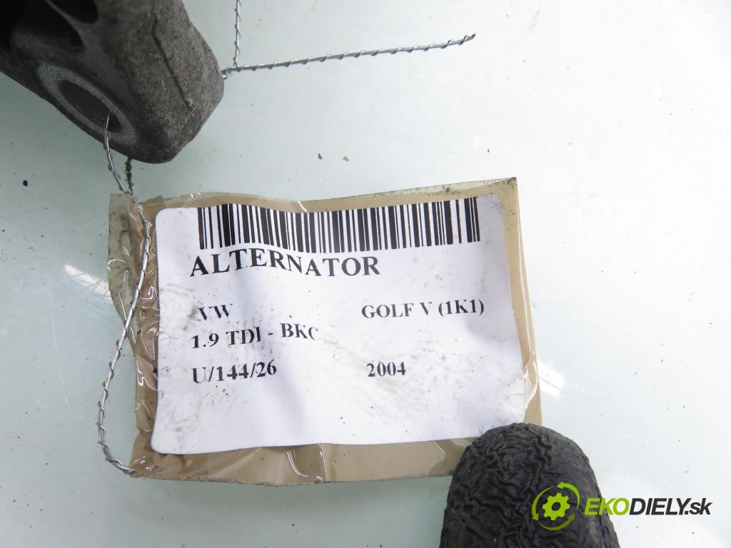 VW GOLF V (1K1) HB 2004 77,00 1.9 TDI PD 105 - BKC 1896,00 Alternátor 06F903023F ; 0124525066 (Alternátor)