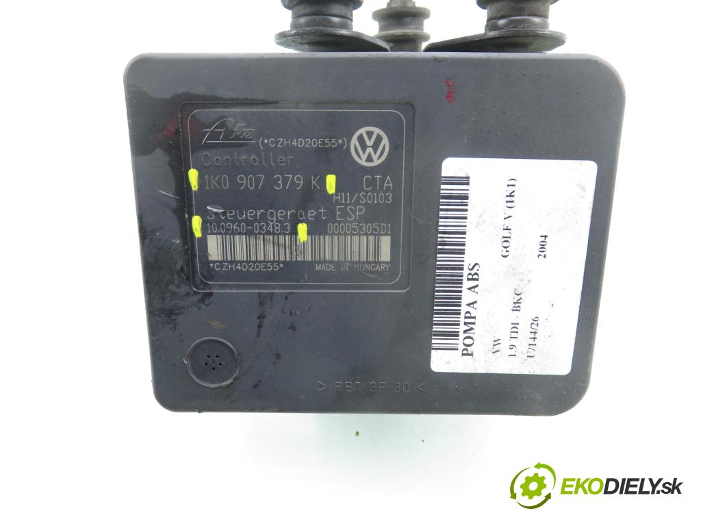 VW GOLF V (1K1) HB 2004 77,00 1.9 TDI PD 105 - BKC 1896,00 Pumpa ABS 1K0907379K ; 1K0614517H ; 10096003483 (Pumpa ABS)