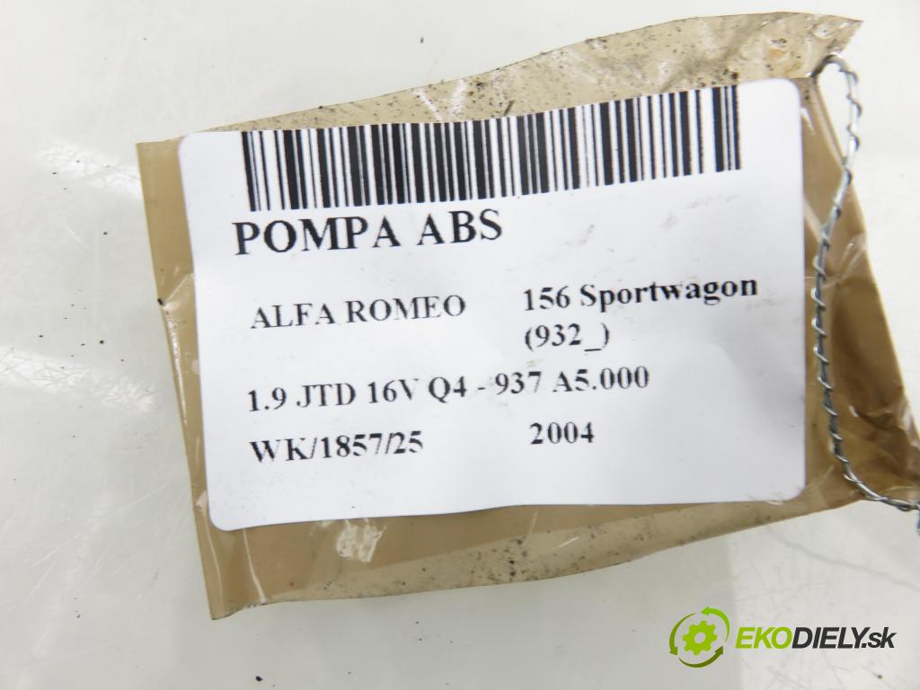 ALFA ROMEO 156 Sportwagon (932_) KOMBI 2004 110,00 1.9 JTD 16V Q4 - 937 A5.000 1910,00 Pumpa ABS 51714525 ; 0265950110 (Pumpa ABS)