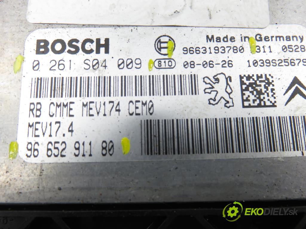 PEUGEOT 207 SW (WK_) KOMBI 2008 70,00 1.4 16V - 8FS (EP3) 1397,00 Riadiaca jednotka Motor 0261S04009 ; 9665291180 ; 9663193780