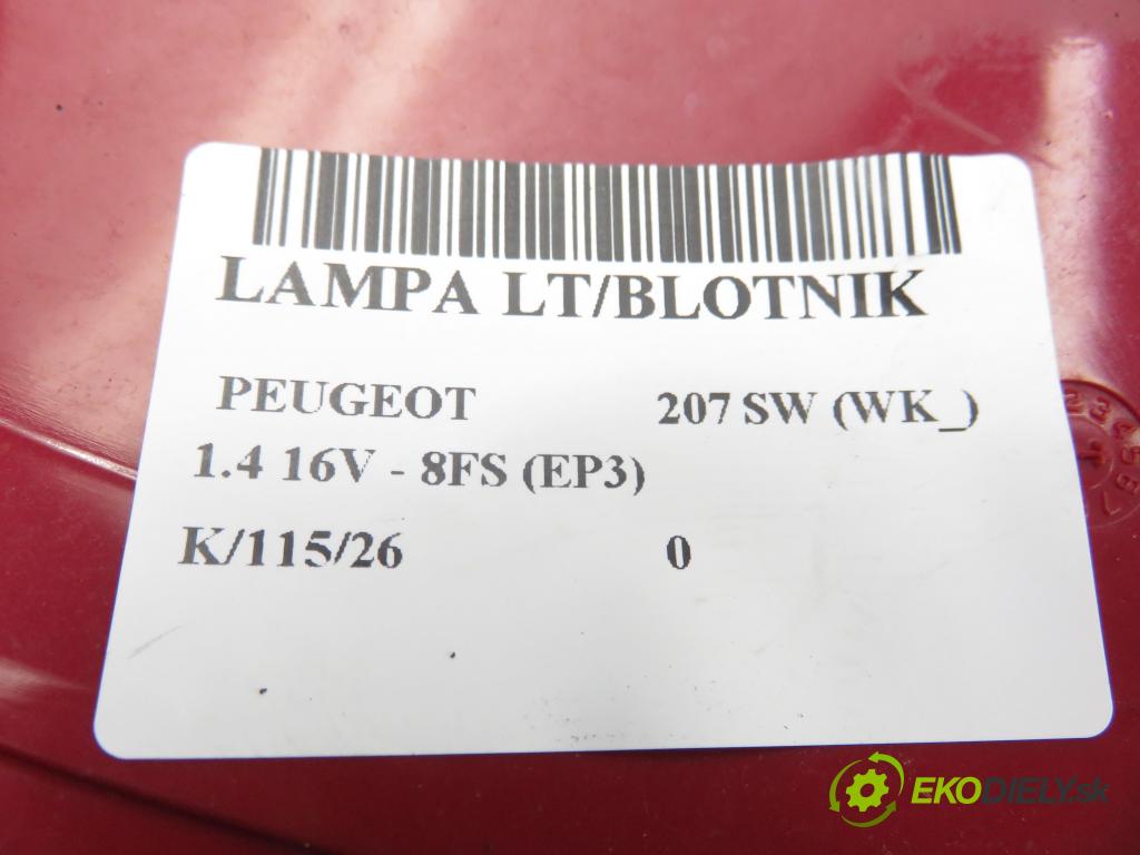 PEUGEOT 207 SW (WK_) KOMBI 2008 70,00 1.4 16V - 8FS (EP3) 1397,00 Svetlo ľavé zadné 9680158080 ; VP7PFX13405A