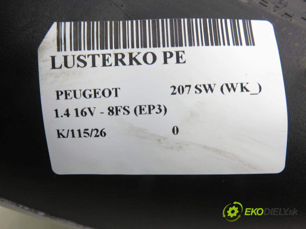 PEUGEOT 207 SW (WK_) KOMBI 2008 70,00 1.4 16V - 8FS (EP3) 1397,00 Spätné zrkadlo 96806501XT