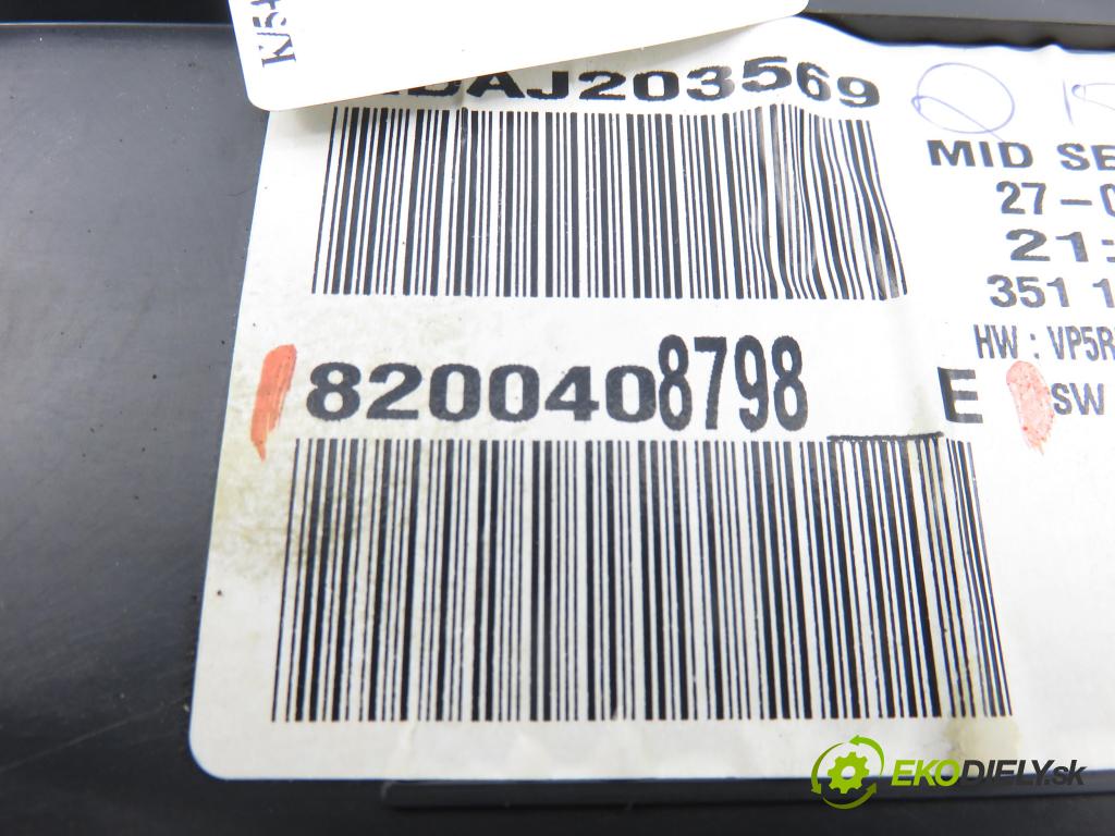 RENAULT MEGANE II Kombi (KM0/1_) KOMBI 2006 78,00 1.5 dCi 106 - K9K 732 1461,00 Prístrojovka elektrický 8200408798E