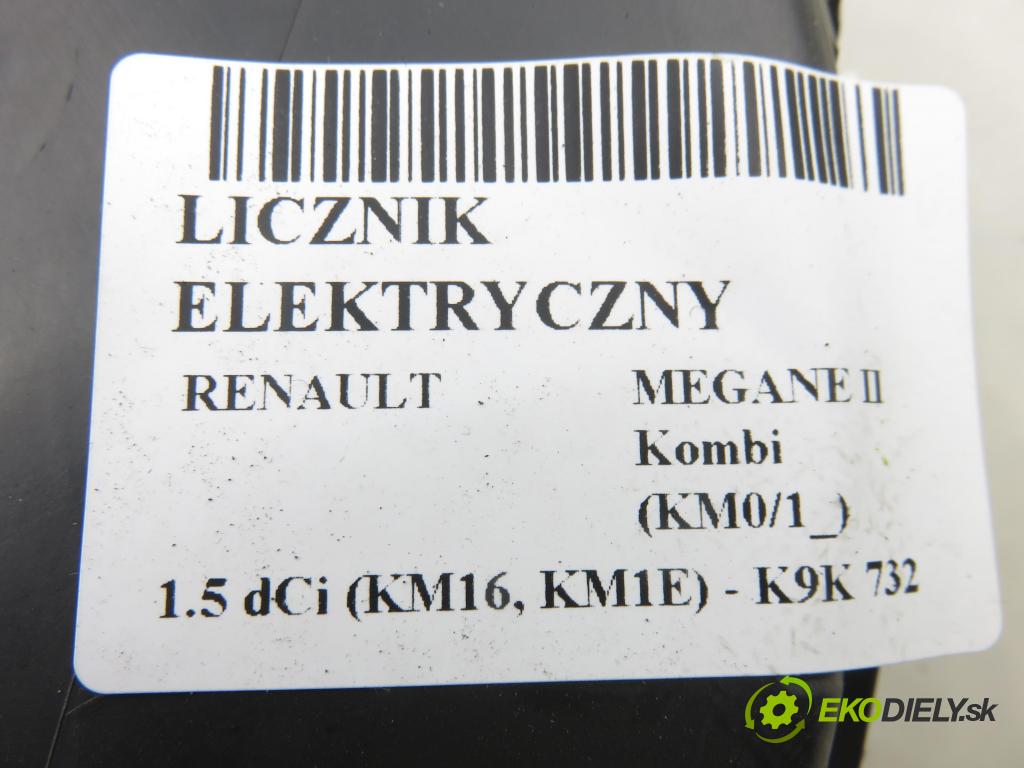 RENAULT MEGANE II Kombi (KM0/1_) KOMBI 2006 78,00 1.5 dCi 106 - K9K 732 1461,00 Prístrojovka elektrický 8200408798E