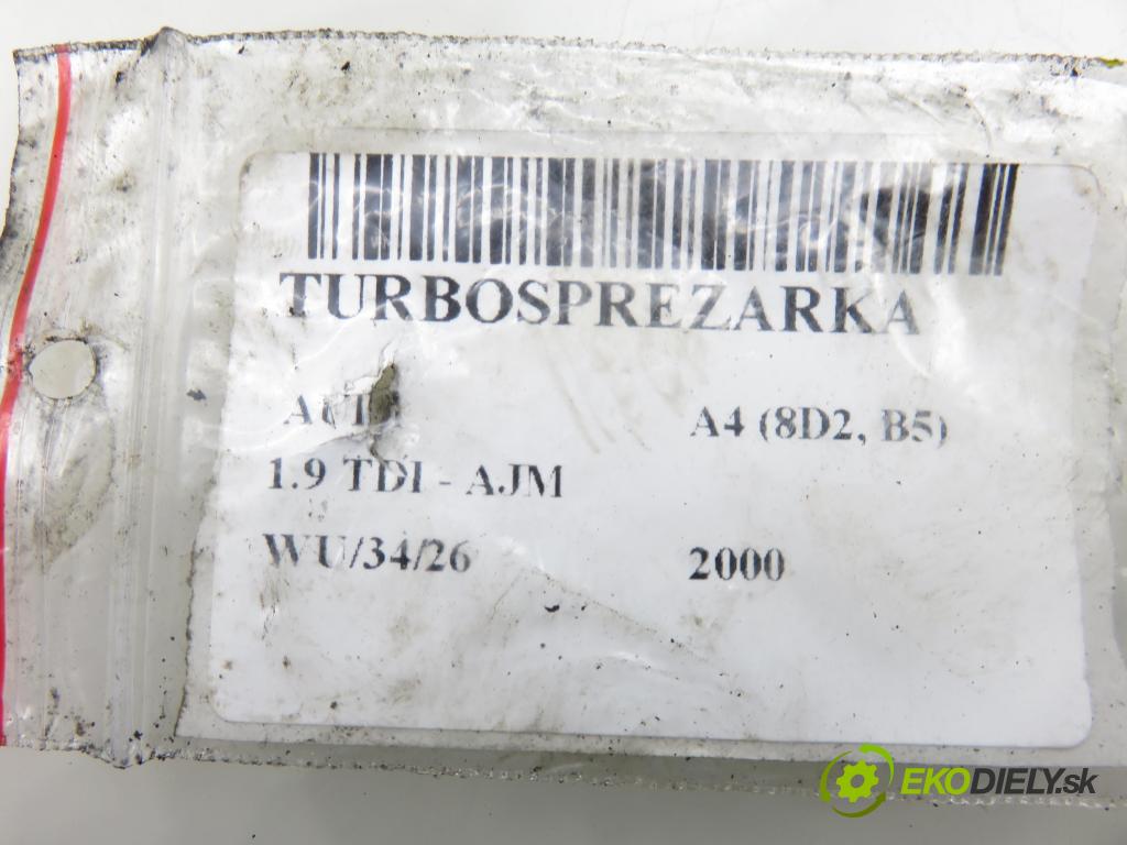 AUDI A4 (8D2, B5) SEDAN 2000 85,00 1.9 TDI - AJM 1896,00 Turbodúchadlo 028145702R (Turbodúchadlo (kompletné))