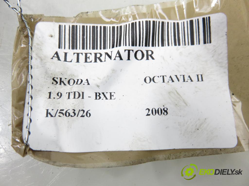 SKODA OCTAVIA II (1Z3) LIFTBACK 2008 77,00 1.9 TDI - BXE 1896,00 Alternátor 06F903023C (Alternátor)