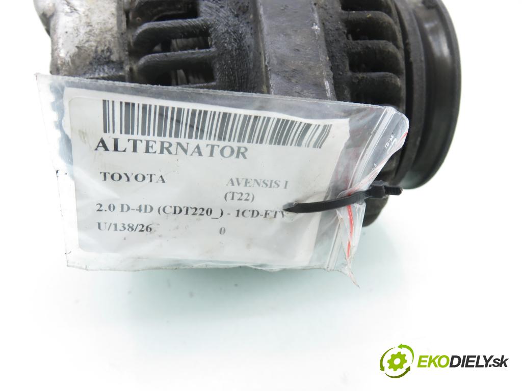 TOYOTA AVENSIS (_T22_) LIFTBACK 2001 81,00 2.0 D-4D (CDT220_) - 1CD-FTV 1995,00 Alternátor 2706027030 (Alternátor)