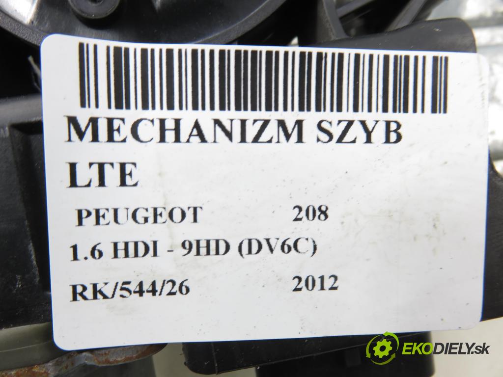 PEUGEOT 208 I (CA_, CC_) HB 2012 84,00 9HD (DV6C) 1560,00 Mechanizmus okien 9674255180 ; 0130822699