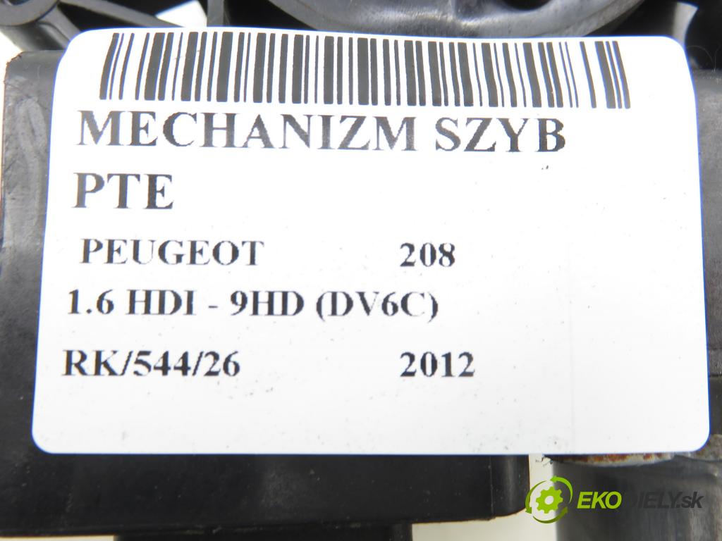 PEUGEOT 208 I (CA_, CC_) HB 2012 84,00 9HD (DV6C) 1560,00 Mechanizmus okien PTE 9674254980 ; 0130822698
