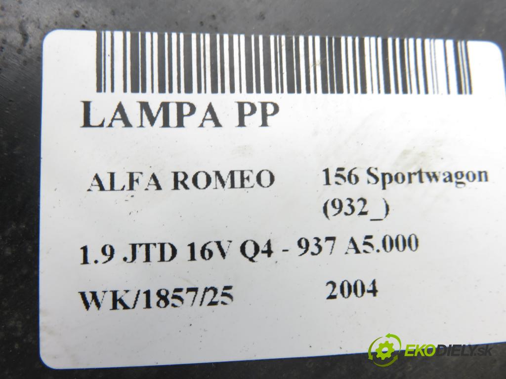 ALFA ROMEO 156 Sportwagon (932_) KOMBI 2004 110,00 1.9 JTD 16V Q4 - 937 A5.000 1910,00 světlo PP 606859420