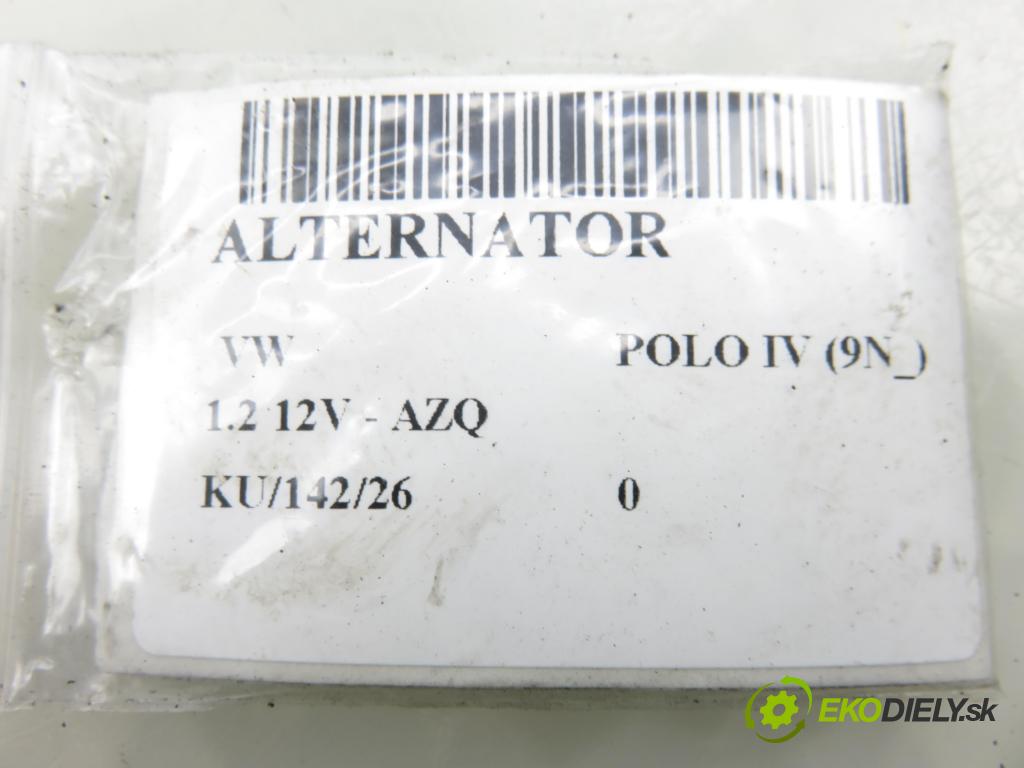 VW POLO (9N_) HB 2004 47,00 1.2 12V 64 - AZQ 1198,00 Alternátor 03D903025H ; SG8B026 (Alternátor)
