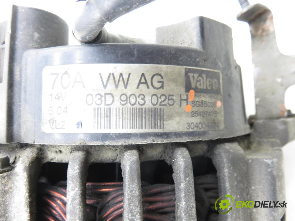 VW POLO (9N_) HB 2004 47,00 1.2 12V 64 - AZQ 1198,00 Alternátor 03D903025H ; SG8B026 (Alternátor)