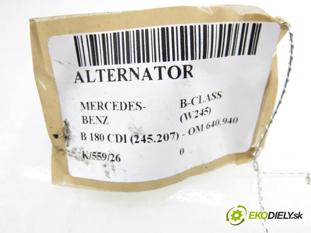 MERCEDES-BENZ KLASA B Sports Tourer (W245) HB 2007 80,00 B 180 CDI 109 - OM 640.940 1991,00 Alternátor A6401540502 (Alternátor)
