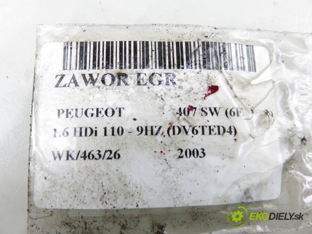 PEUGEOT 407 SW (6E_) KOMBI 2003 80,00 1.6 HDi 110 - 9HZ (DV6TED4) 1560,00 VENTIL EGR 9649358780 ; 215975181