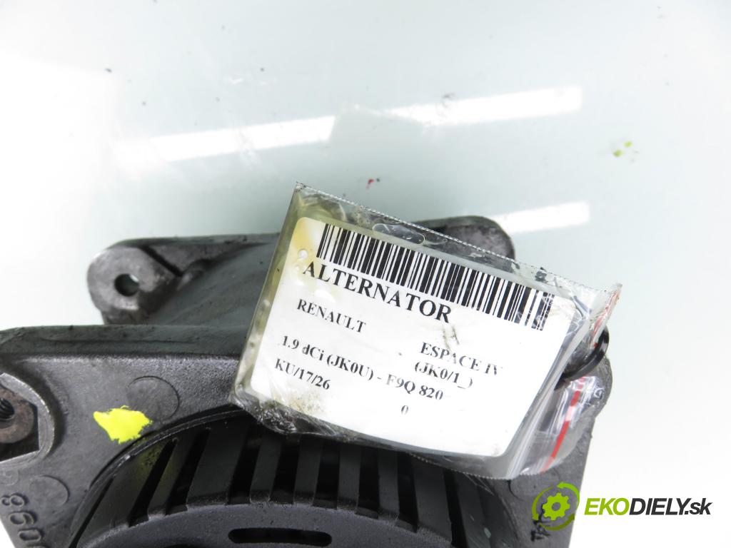 RENAULT ESPACE IV (JK0/1_) VAN 2005 85,00 1.9 dCi 116 - F9Q 820 1870,00 Alternátor 2549098A (Alternátor)