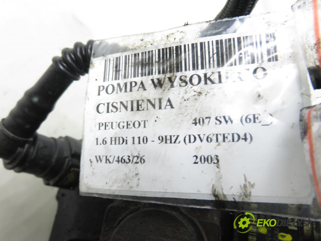 PEUGEOT 407 SW (6E_) KOMBI 2003 80,00 1.6 HDi 110 - 9HZ (DV6TED4) 1560,00 Pumpa vysokého tlaku 0445010102 ; 9656300380 ; 0928400607