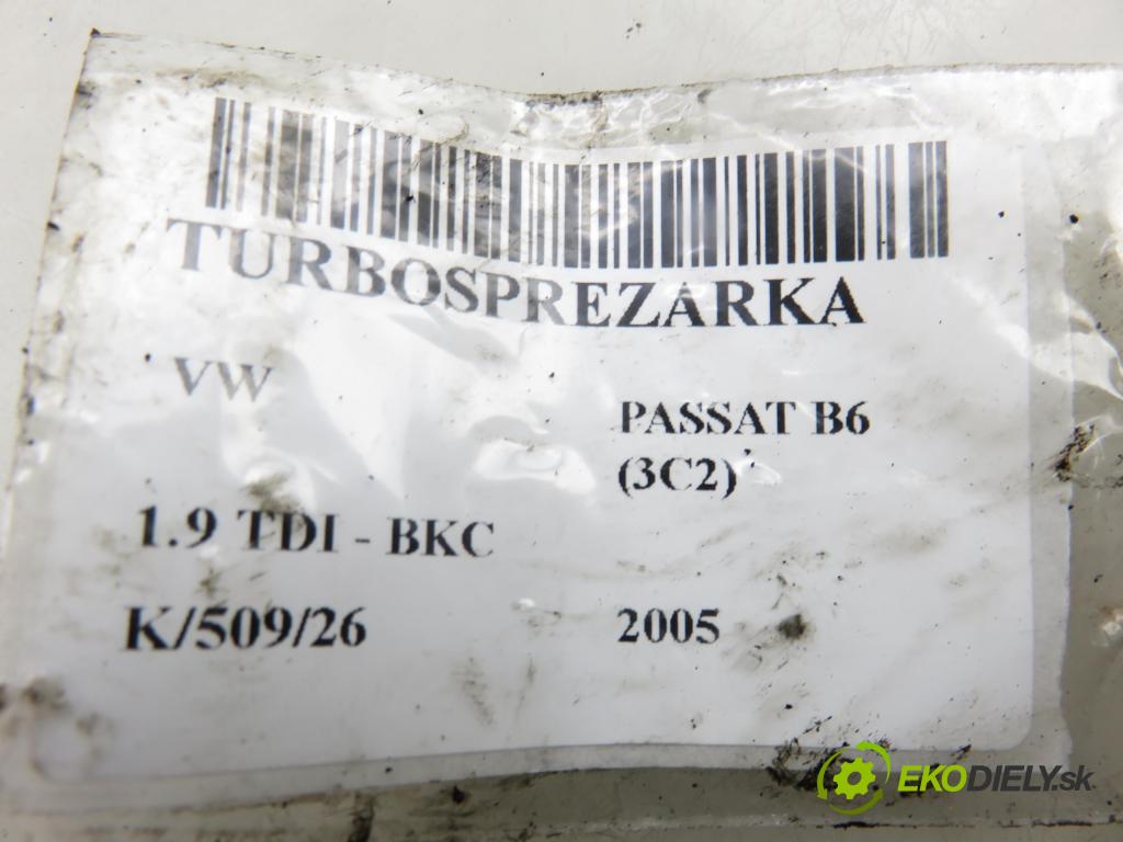 VW PASSAT B6 (3C2) SEDAN 2005 77,00 1.9 TDI PD 105 - BKC 1896,00 Turbodúchadlo 7518515003S (Turbodúchadlo (kompletné))