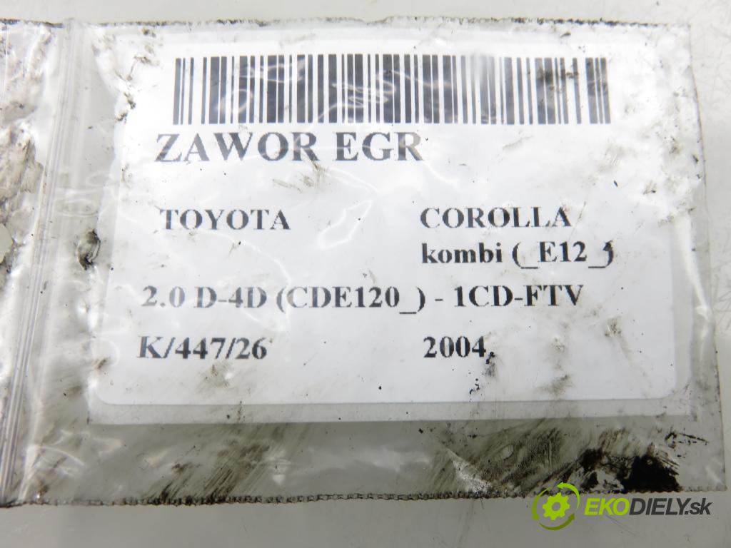 TOYOTA COROLLA kombi (_E12_) KOMBI 2004 66,00 2.0 D-4D (CDE120_) - 1CD-FTV 1995,00 VENTIL EGR 2580027040 ; 2562027070