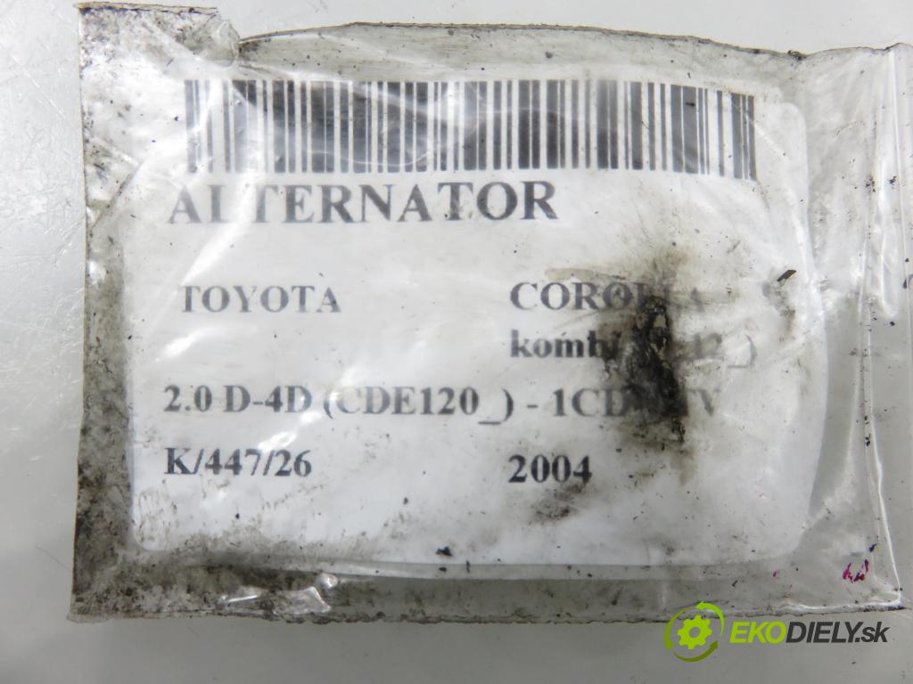 TOYOTA COROLLA kombi (_E12_) KOMBI 2004 66,00 2.0 D-4D (CDE120_) - 1CD-FTV 1995,00 Alternátor  (Alternátor)