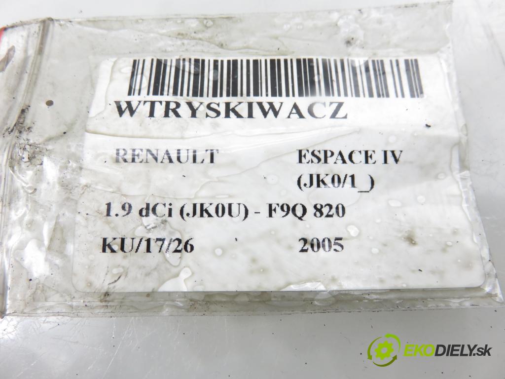 RENAULT ESPACE IV (JK0/1_) VAN 2005 85,00 1.9 dCi 116 - F9Q 820 1870,00 vstrekovač 8200100272 ; 0445110110B (Vstrekovač paliva)