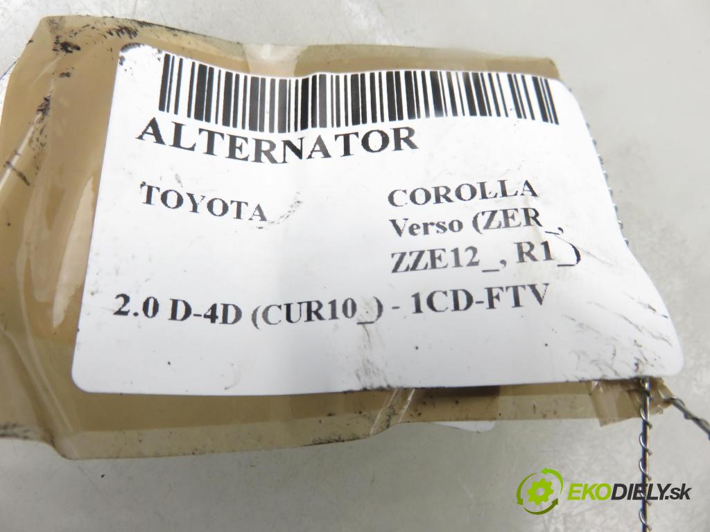 TOYOTA COROLLA Verso (ZER_, ZZE12_, R1_) VAN 2004 85,00 2.0 D-4D (CUR10_) - 1CD-FTV 1995,00 Alternátor A6007 (Alternátor)