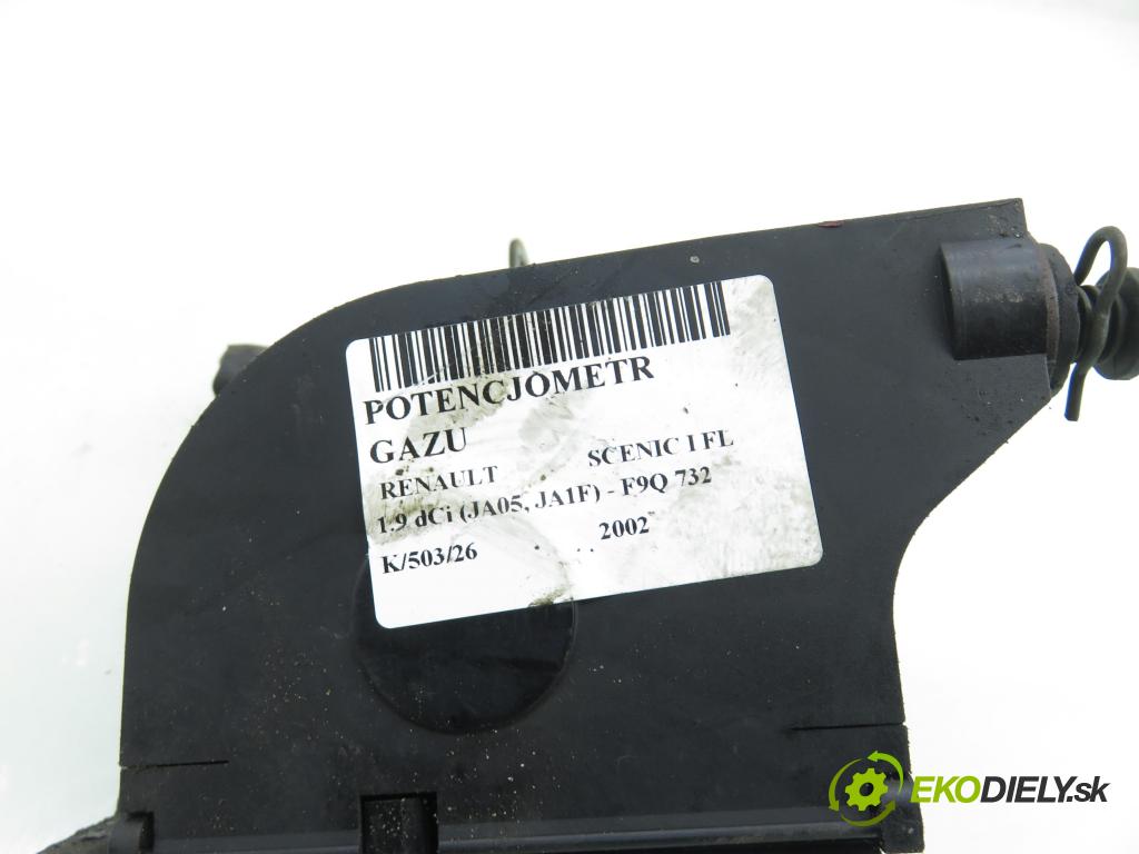 RENAULT SCENIC I (JA0/1_) MINIVAN 2002 75,00 1.9 dCi 102 - F9Q 732 1870,00 Potenciometer plynu 7700431918 ; CTS4089 (Potenciometer plynového pedálu)