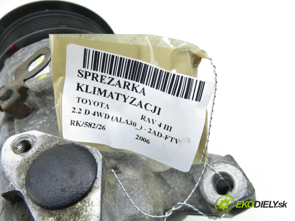TOYOTA RAV 4 III (_A3_) SUV 2006 100,00 2.2 D 4WD (ALA30_) 136 - 2AD-FTV 2231,00 KOMPRESOR: klimatizácie 4472601253 (Kompresor klimatizácie)