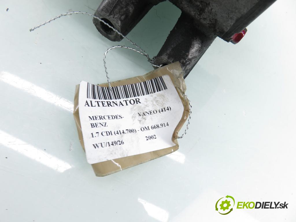 MERCEDES-BENZ VANEO (414) MINIVAN 2002 67,00 1.7 CDI (414.700) - OM 668.914 1689,00 Alternátor 6681540202 (Alternátor)