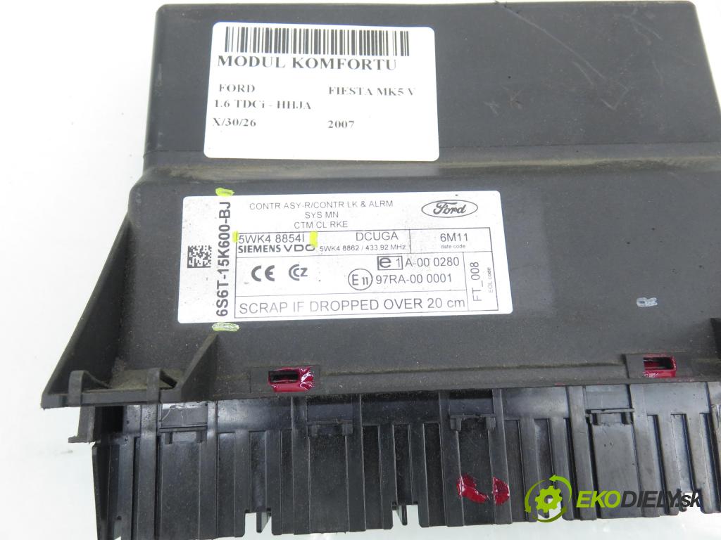 FORD FIESTA V (JH_, JD_) HB 2007 66,00 1.6 TDCi - HHJA 1560,00 MODUL komfortu 6S6T15K600BJ ; 5WK488541