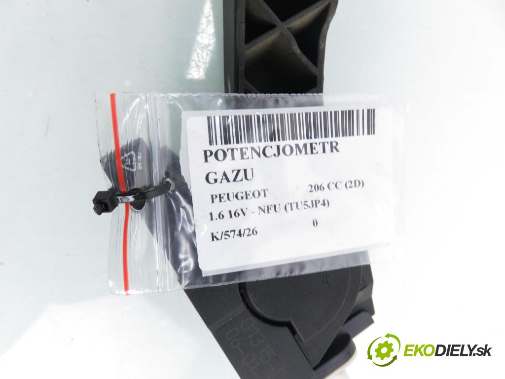 PEUGEOT 206 CC (2D) CABRIO 2006 80,00 1.6 16V - NFU 1587,00 Potenciometer plynu 9654877580 ; 0280755027 ; F00C3E2429 (Potenciometer plynového pedálu)