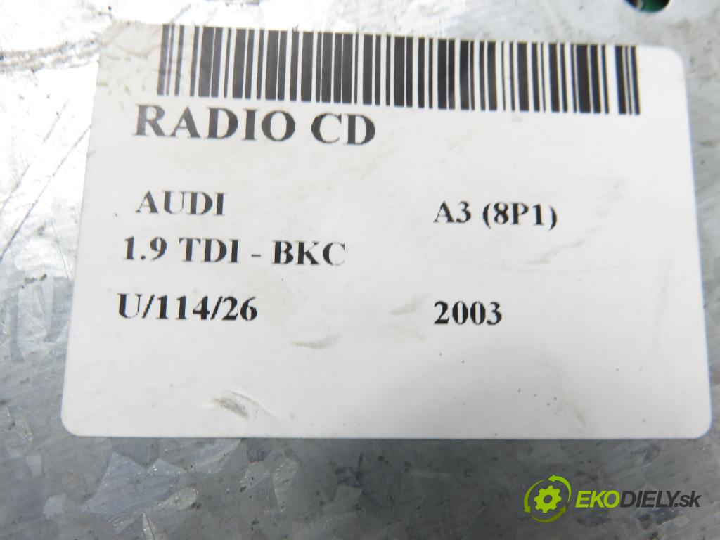 AUDI A3 (8P1) HB 2003 77,00 1.9 TDI PD 105 - BKC 1896,00 RADIO CD