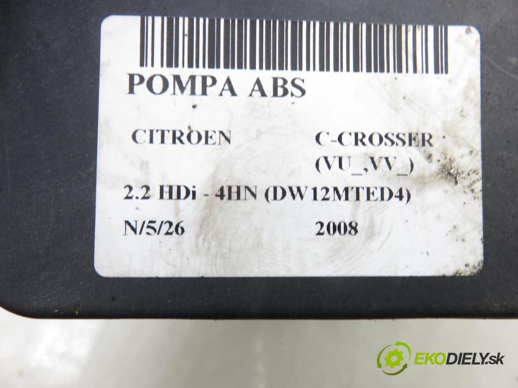 CITROEN C-CROSSER (EP_) SUV 2008 115,00 2.2 HDi 160 - 4HN (DW12MTED4) 2179,00 Pumpa ABS 06210951003 ; 4670A340 ; 06210209344 (Pumpa ABS)