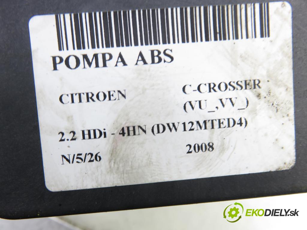 CITROEN C-CROSSER (EP_) SUV 2008 115,00 2.2 HDi 160 - 4HN (DW12MTED4) 2179,00 Pumpa ABS 06210951003 ; 4670A340 ; 06210209344 (Pumpa ABS)