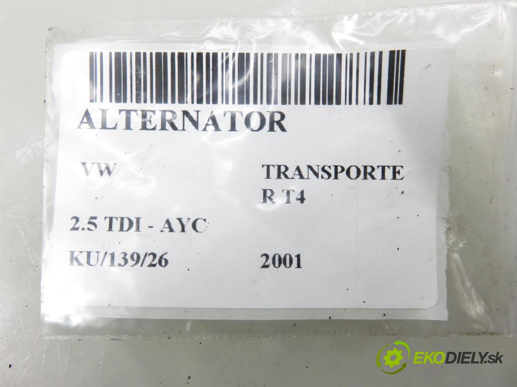VW TRANSPORTER IV Autobus (70XB, 70XC, 7DB, 7DW, 7DK) BUS 2001 75,00 2.5 TDI - AYC 2461,00 Alternátor 074903025K ; 0124325004 (Alternátor)