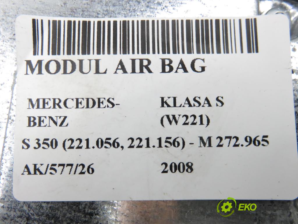 MERCEDES-BENZ KLASA S (W221) SEDAN 2008 200,00 S 350 (221.056, 221.156) - M 272.965 3498,00 MODUL air BAG 0285010218 ; A0048201326