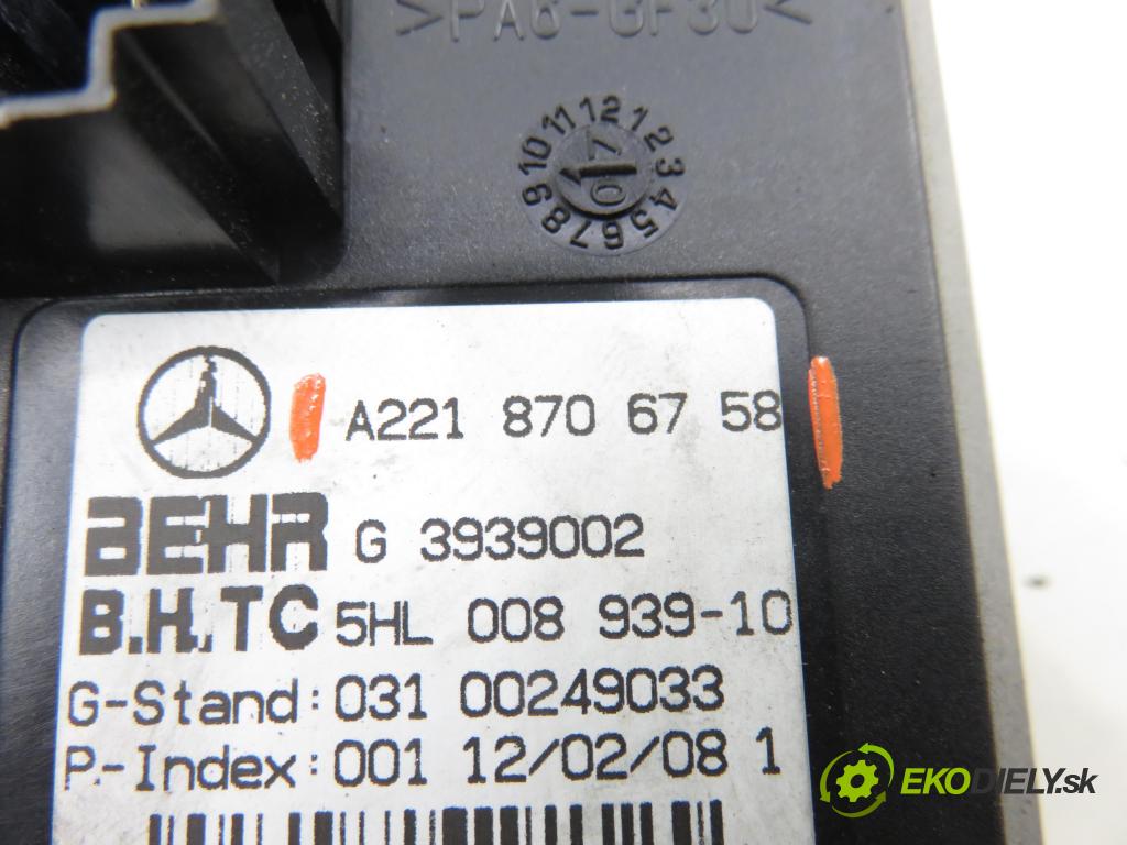 MERCEDES-BENZ KLASA S (W221) SEDAN 2008 200,00 S 350 (221.056, 221.156) - M 272.965 3498,00 rezistor / reostat kúrenia A2218706758