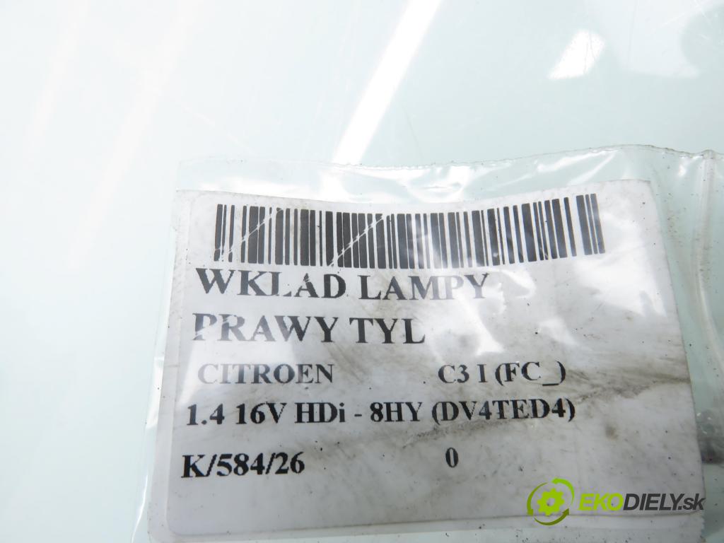 CITROEN C3 I (FC_) HB 2003 66,00 1.4 16V HDi - 8HY (DV4TED4) 1398,00 vložka svetla pravy zadné 