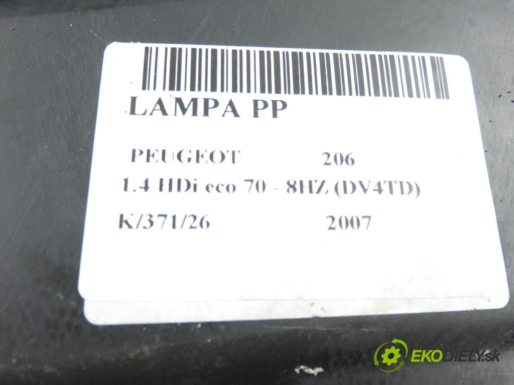 PEUGEOT 206 liftback (2A/C) HB 2007 50,00 1.4 HDi 8V 70 - 8HZ 1398,00 Svetlo PP 9660535580