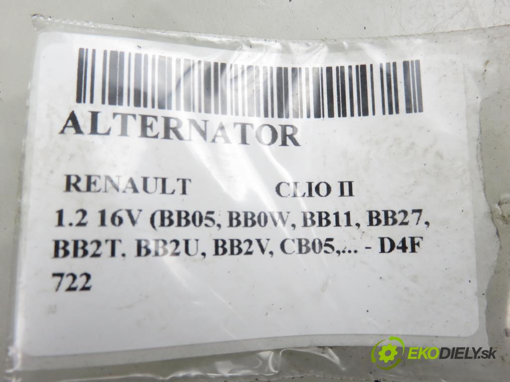 RENAULT CLIO II (BB_, CB_) HB 2004 55,00 1.2 16V (BB05, BB0W, BB11, BB27, BB2T, BB2U, BB2V, 1149,00 Alternátor 7700437090 (Alternátor)