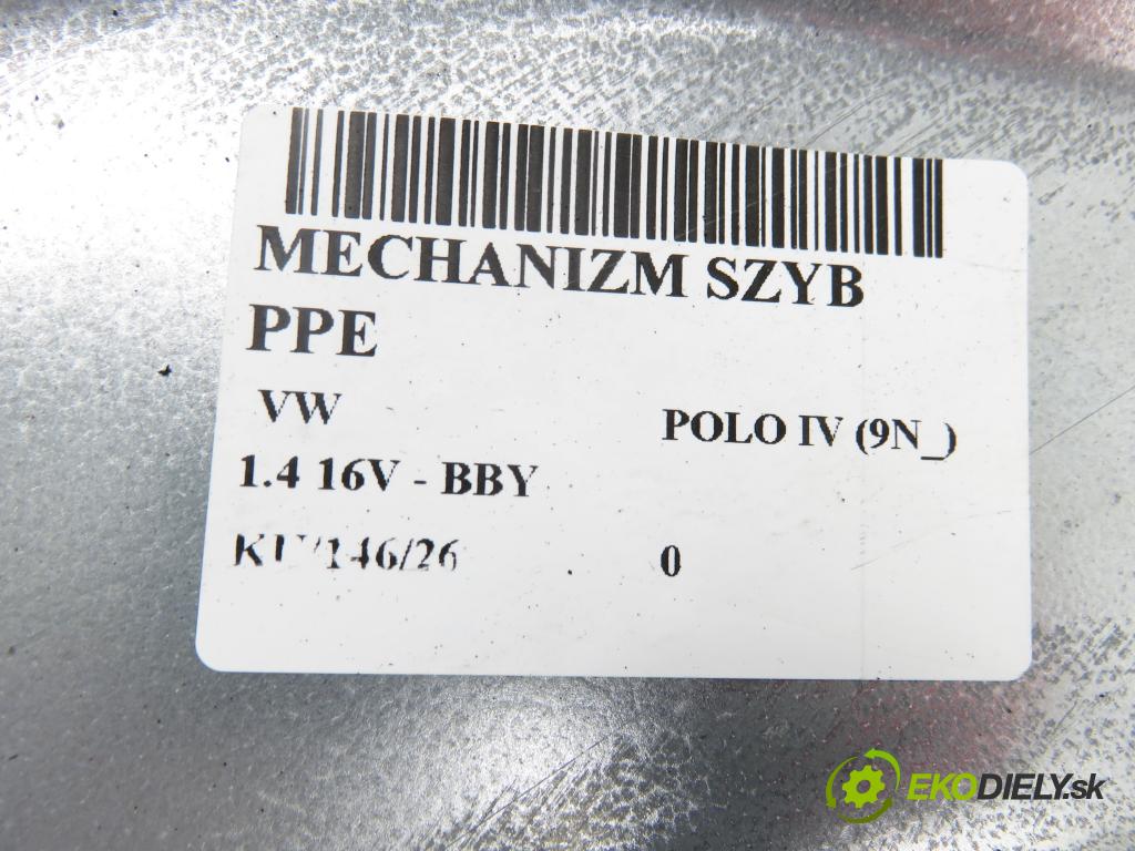 VW POLO (9N_) HB 2002 55,00 1.4 16V 75 - BBY 1390,00 Mechanizmus okien 6Q2959801A ; 400642D
