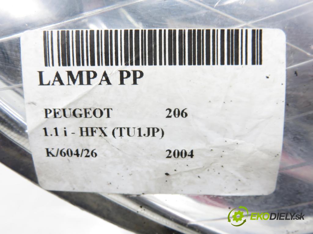PEUGEOT 206 liftback (2A/C) HB 2004 440,00 1.1 i - HFX (TU1JP) 1124,00 světlo PP
