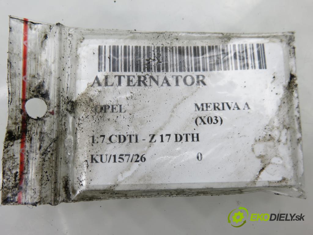 OPEL MERIVA A nadwozie wielkoprzestrzenne (MPV) (X03) HB 2004 74,00 1.7 CDTI 100 - Z 17 DTH 1686,00 Alternátor 114121 (Alternátor)