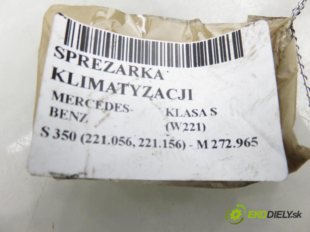 MERCEDES-BENZ KLASA S (W221) SEDAN 2008 200,00 S 350 (221.056, 221.156) - M 272.965 3498,00 KOMPRESOR: klimatizácie 0022300911 (Kompresor klimatizácie)