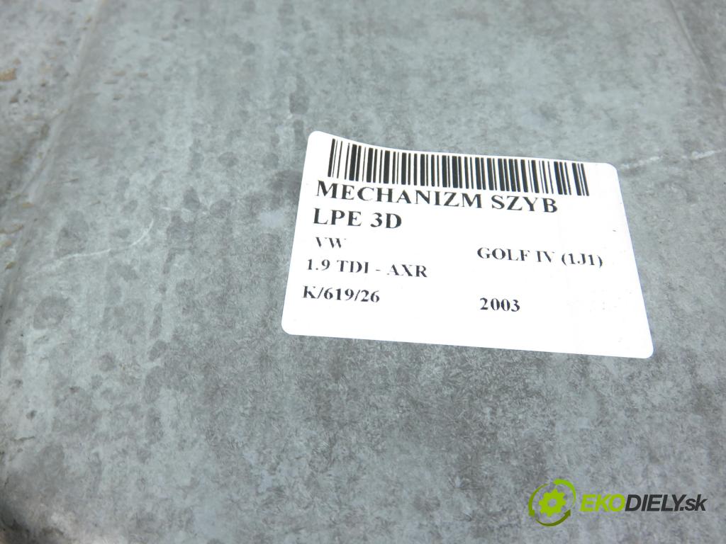 VW GOLF IV (1J1) HB 2003 74,00 1.9 TDI PD 101 - AXR 1896,00 Mechanizmus okien 3D 1J3837729AE ; 1C1959801A