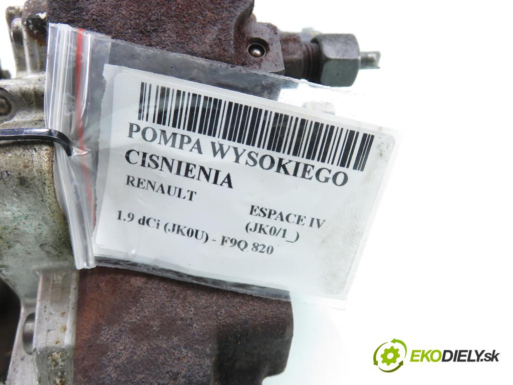 RENAULT ESPACE IV (JK0/1_) MINIVAN 2004 85,00 1.9 dCi 116 - F9Q 820 1870,00 Pumpa vysokého tlaku 0445010075 ; 8200108225 ; 0928400502