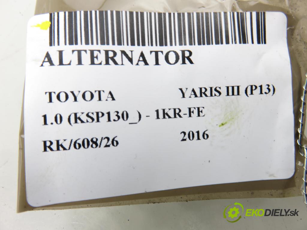 TOYOTA YARIS (_P13_) HB 2016 51,00 1.0 (KSP130_) 69 - 1KR-FE 998,00 Alternátor 270600Q151 (Alternátor)